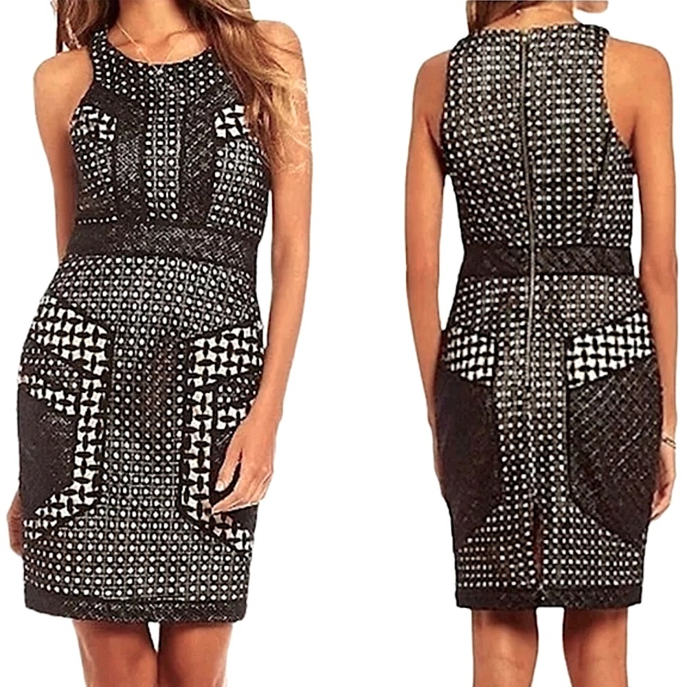 Gianni Bini Eyelet Black Nude Sheath Dress M
